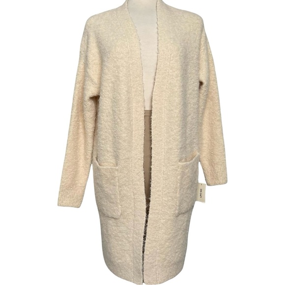 Bohemian  Boucle long, open-front duster cardigan, in PASTEL ROSE TAN size S - Picture 1 of 12